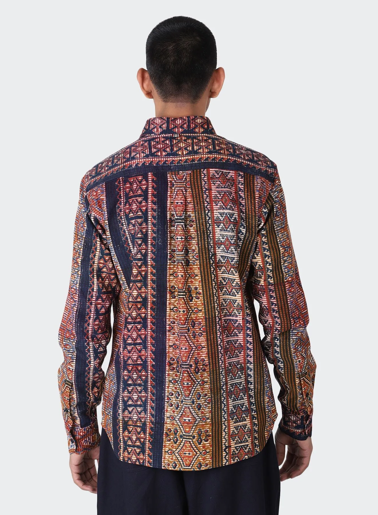 KARDO DESIGN Ryan Block Printed Cord Long Sleeve Shirt - BP102 MULTI