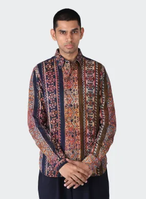 KARDO DESIGN Ryan Block Printed Cord Long Sleeve Shirt - BP102 MULTI