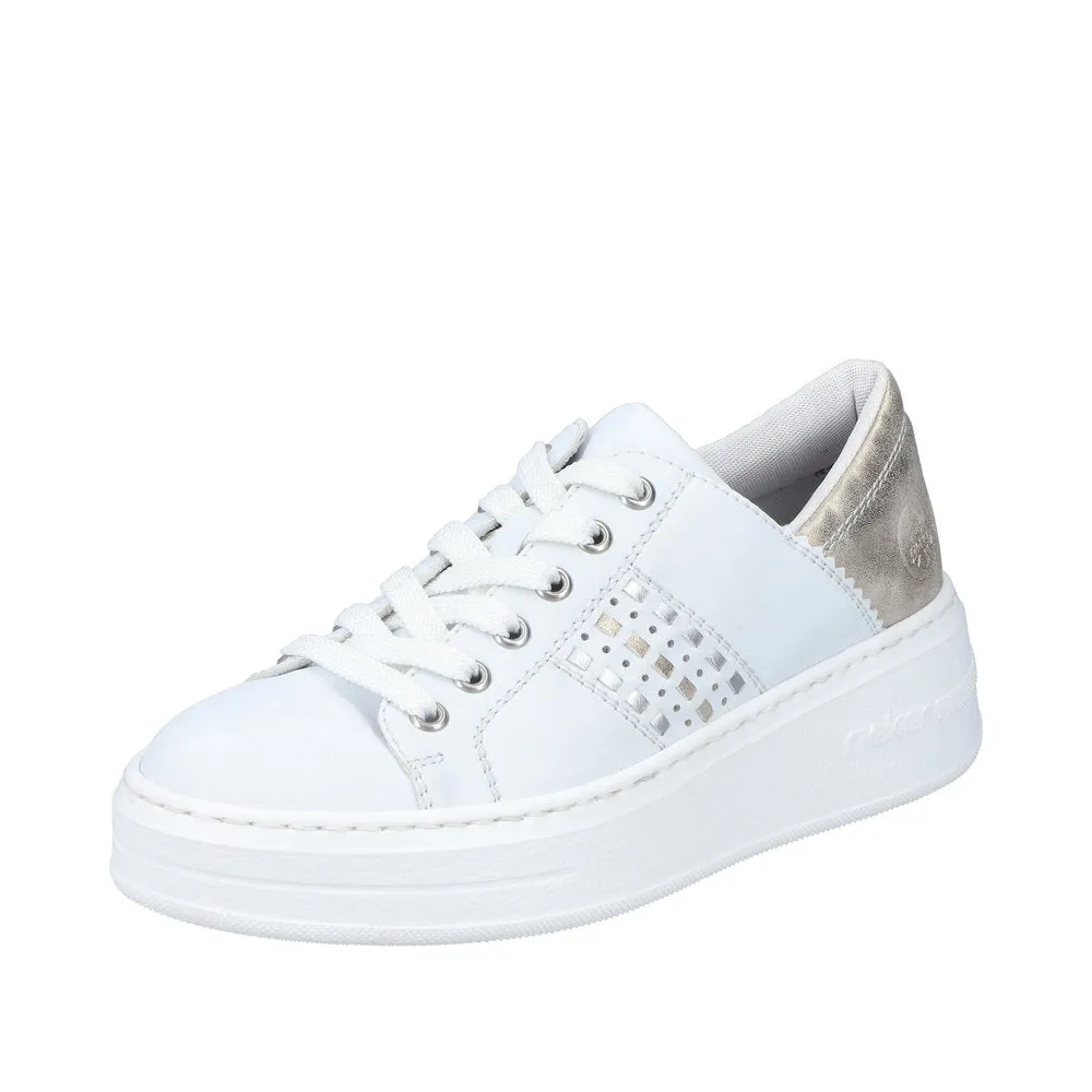 Ladies Rieker Lace up Trainer White N5440-80 sale