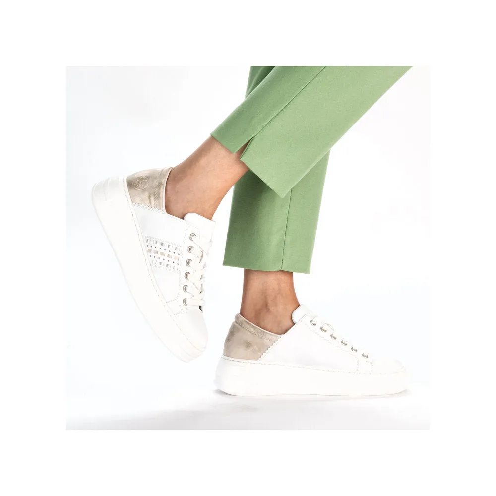 Ladies Rieker Lace up Trainer White N5440-80 sale