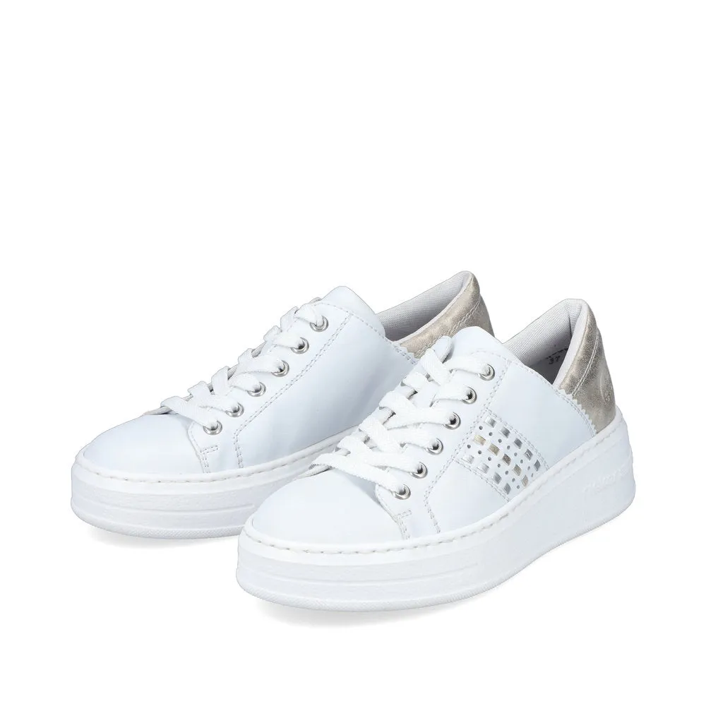 Ladies Rieker Lace up Trainer White N5440-80 sale