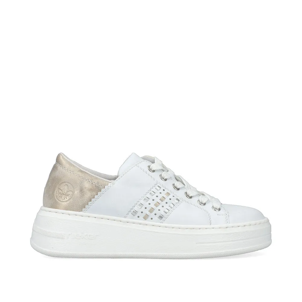 Ladies Rieker Lace up Trainer White N5440-80 sale