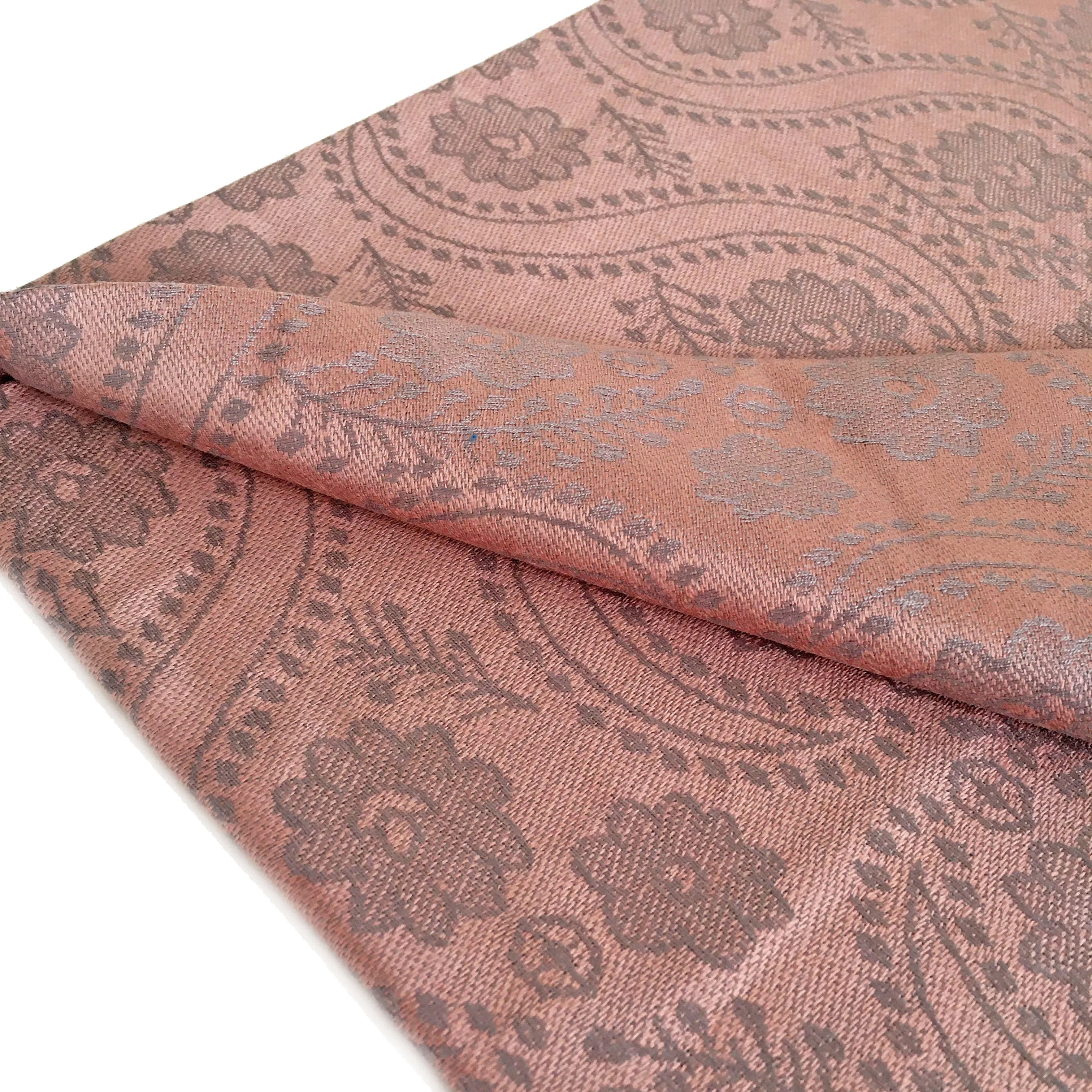 LARGE BLUSH PINK SWIRL FLORAL PRINT REVERSIBLE PASHMINA SHAWL SCARF