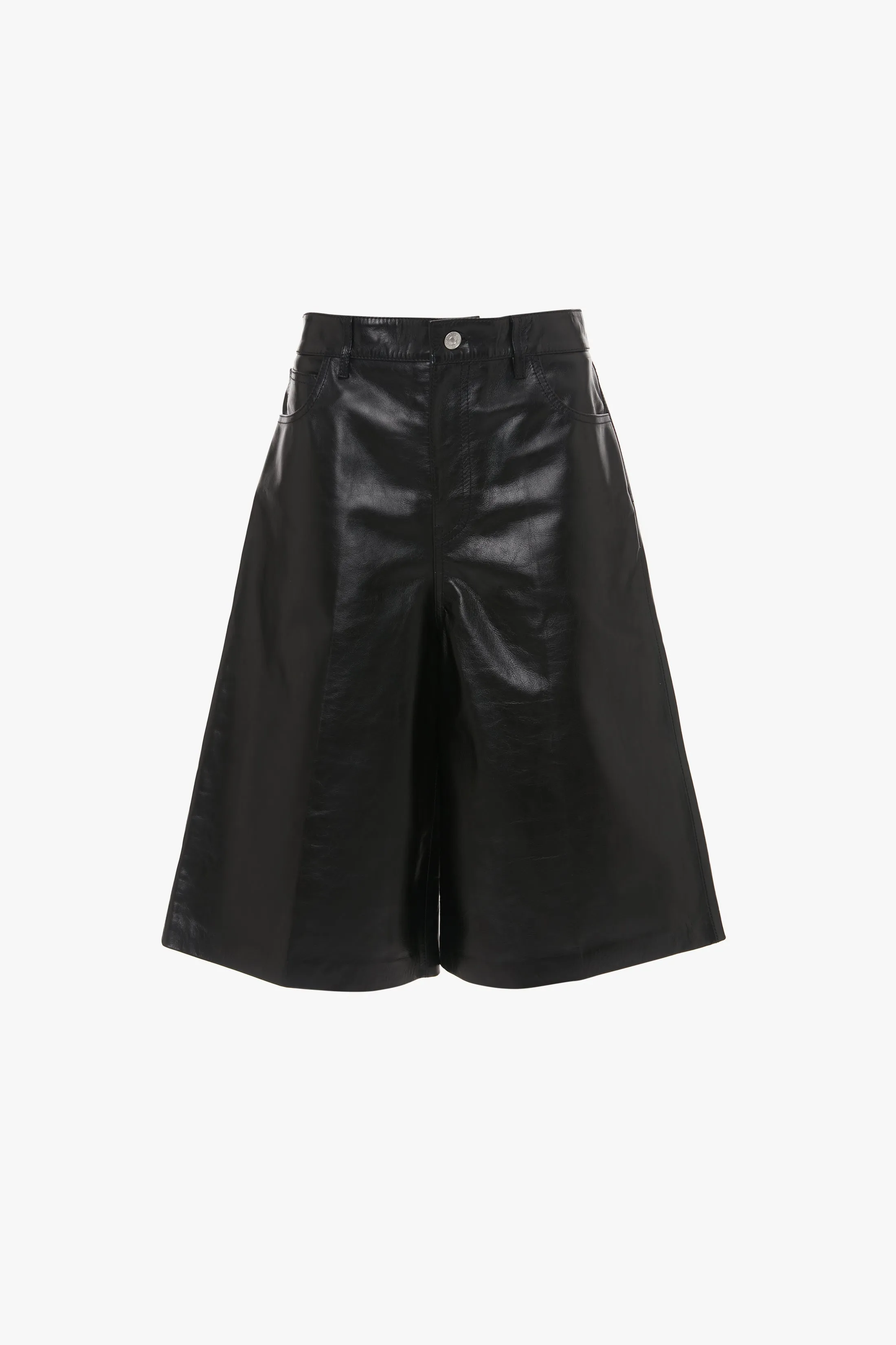 Leather Bermuda Short In Black