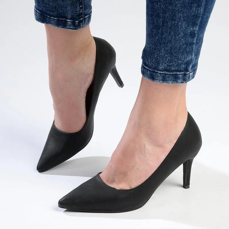 Madison Penny Court Heels - Black