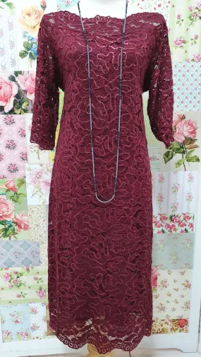 Maroon Lace Dress NA099