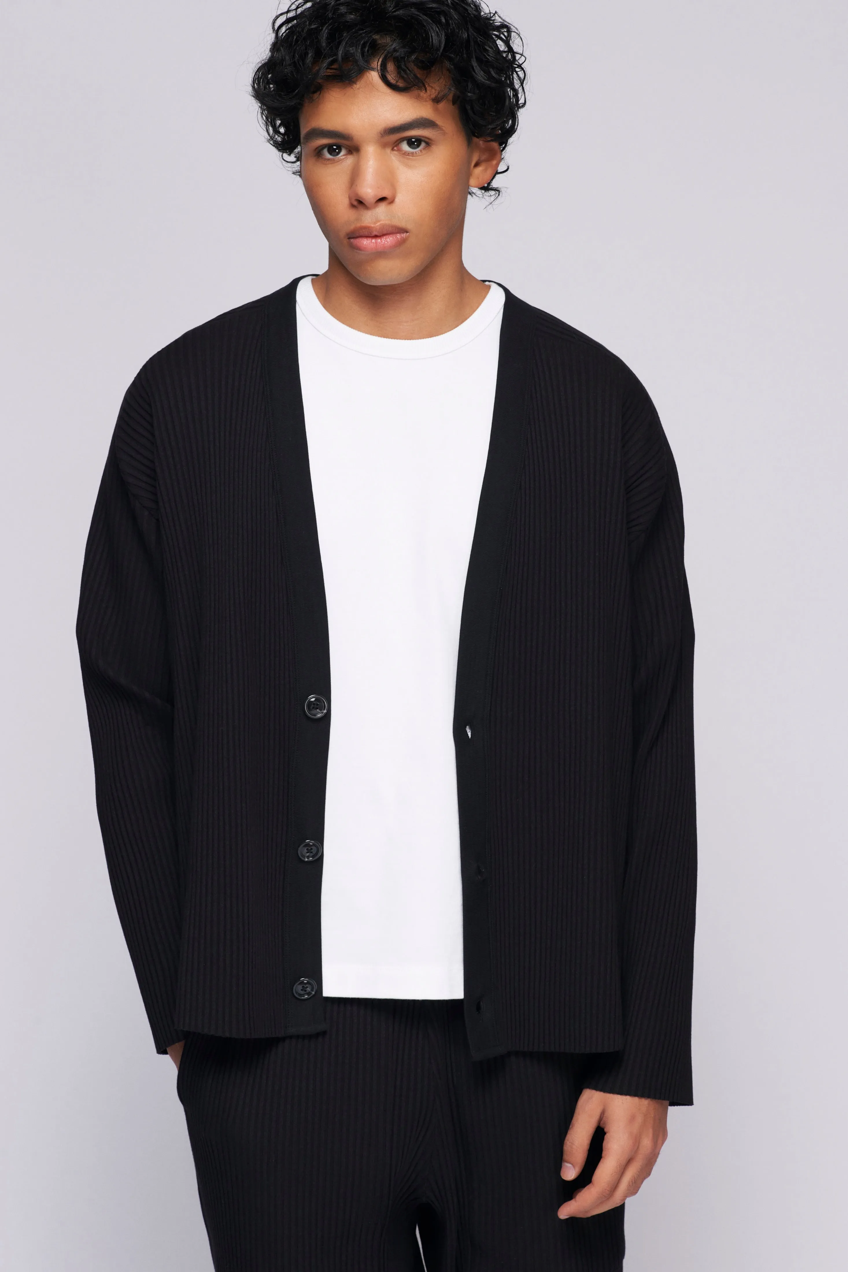 Men's Nile Rib Cardigan in Black