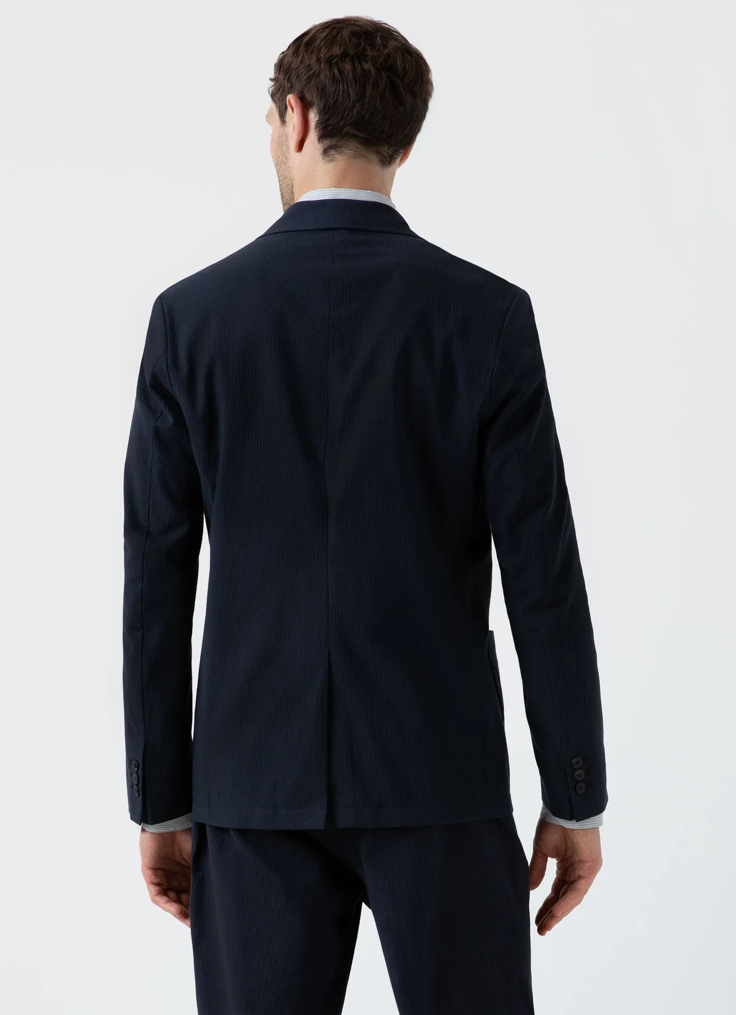 Men's Seersucker Two-Piece Suit in Navy