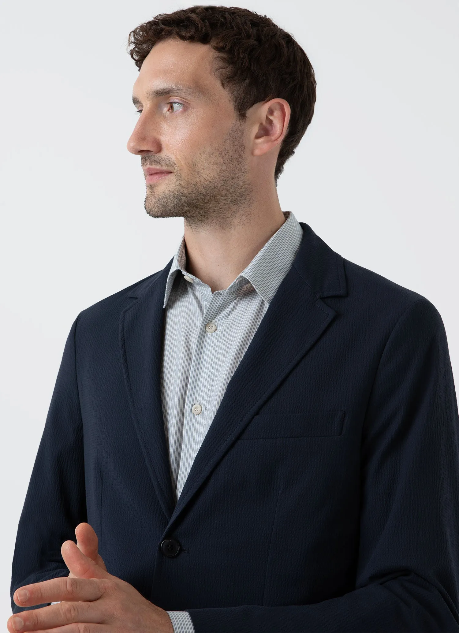 Men's Seersucker Two-Piece Suit in Navy