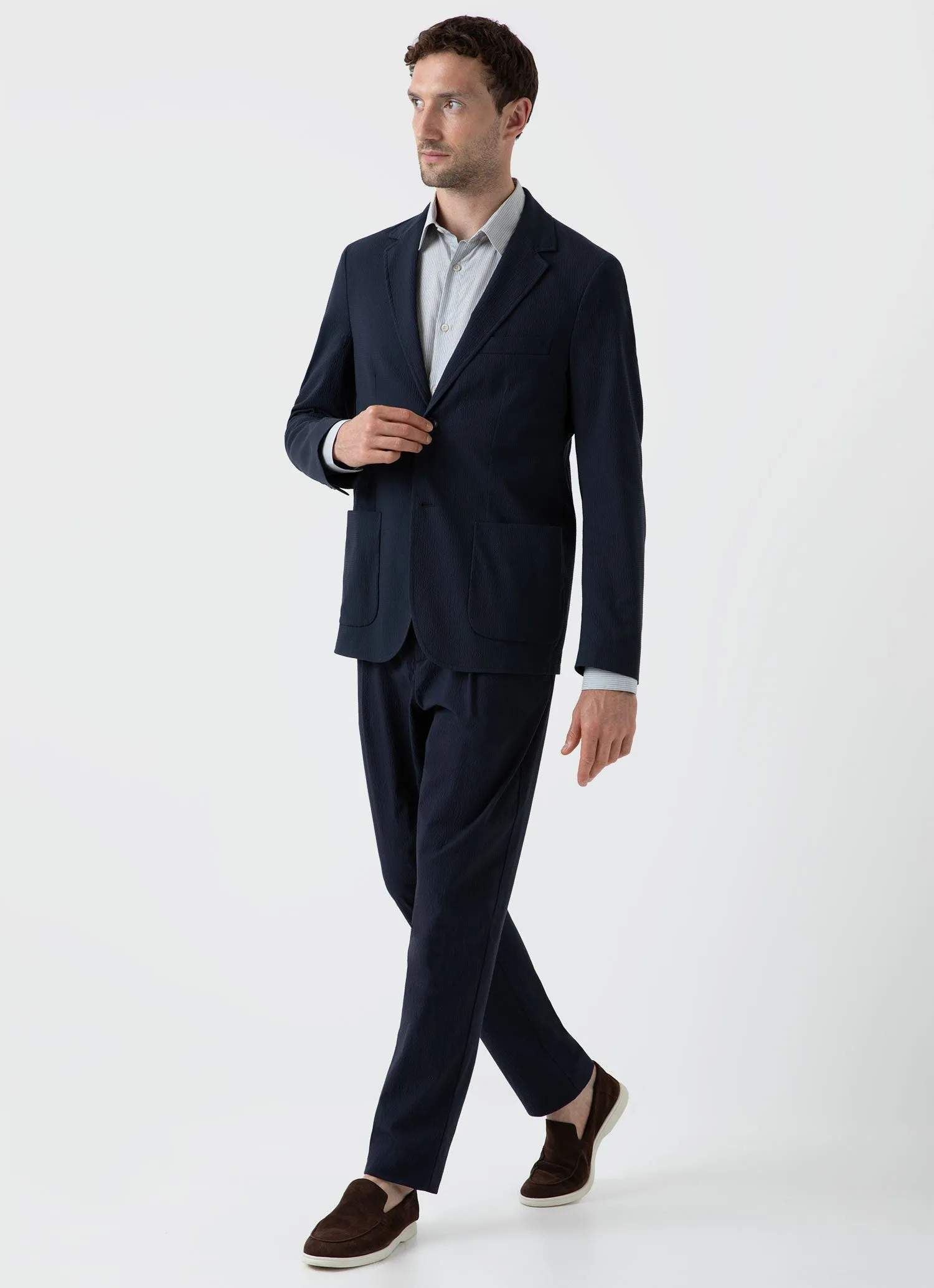 Men's Seersucker Two-Piece Suit in Navy