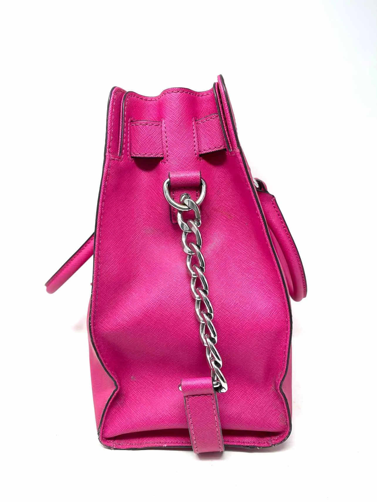 Michael Michael Kors Pink/Silver Lock Leather Designer Tote