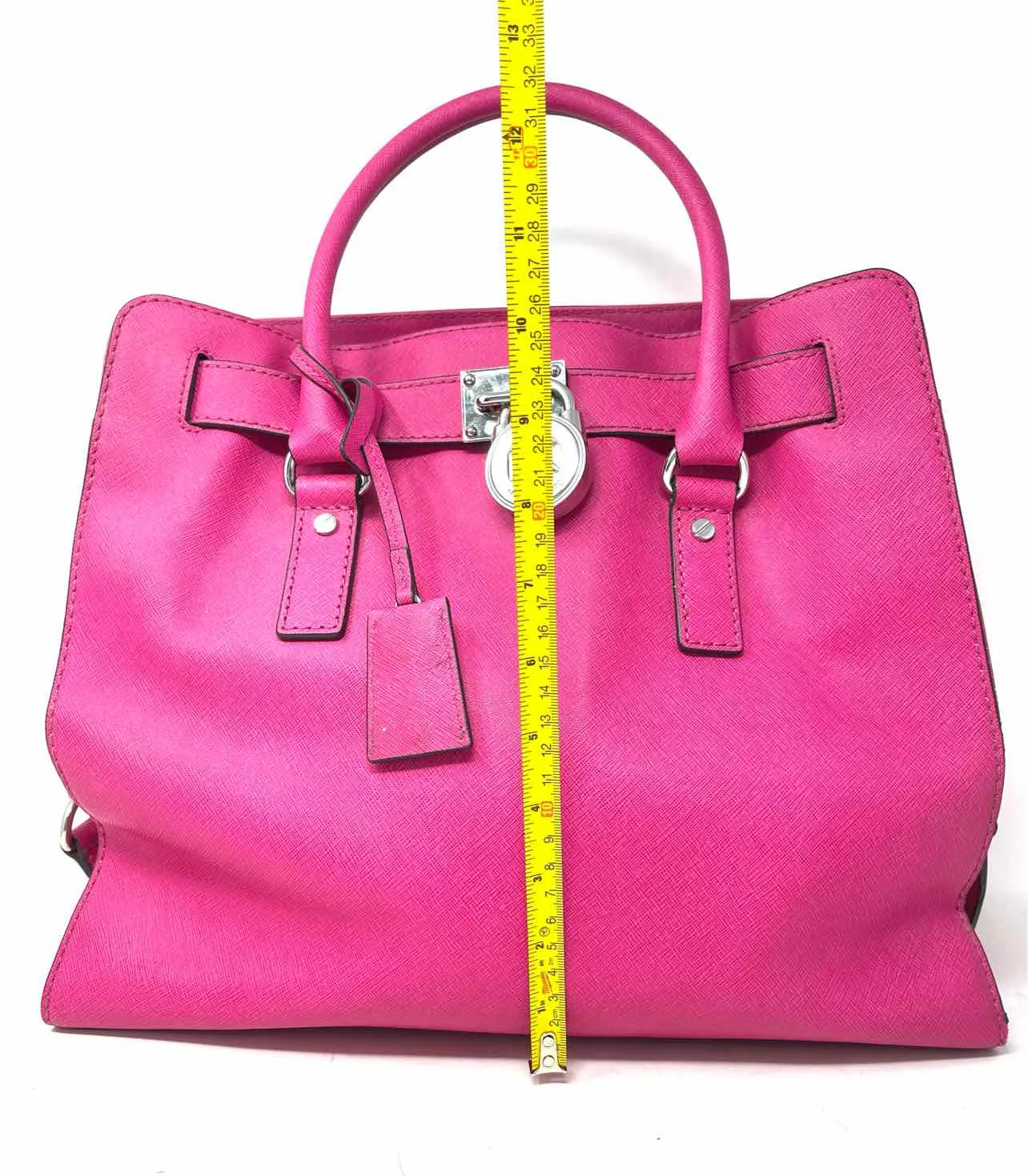 Michael Michael Kors Pink/Silver Lock Leather Designer Tote