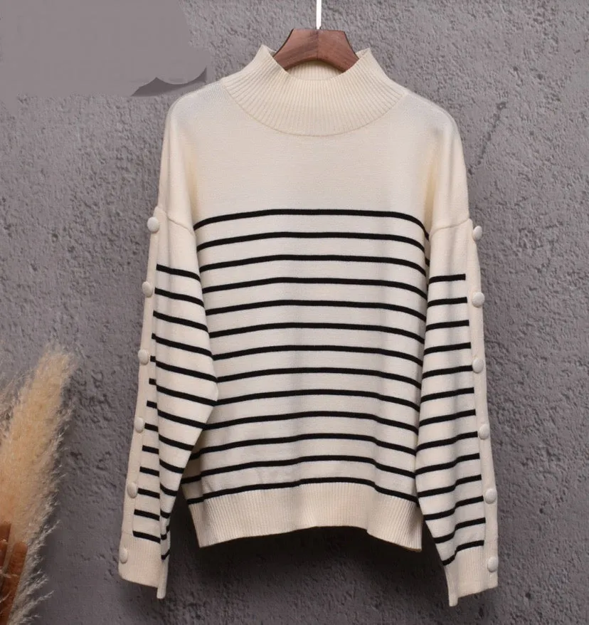 MIL High Neck Stripe Jumper