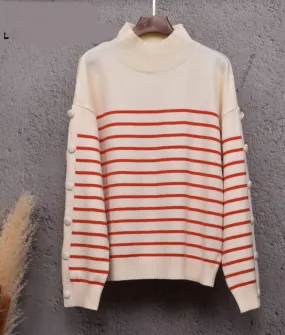 MIL High Neck Stripe Jumper