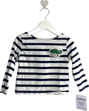 Mini Rodini White Striped Long Sleeve T Shirt With Gecko 18-24 Months