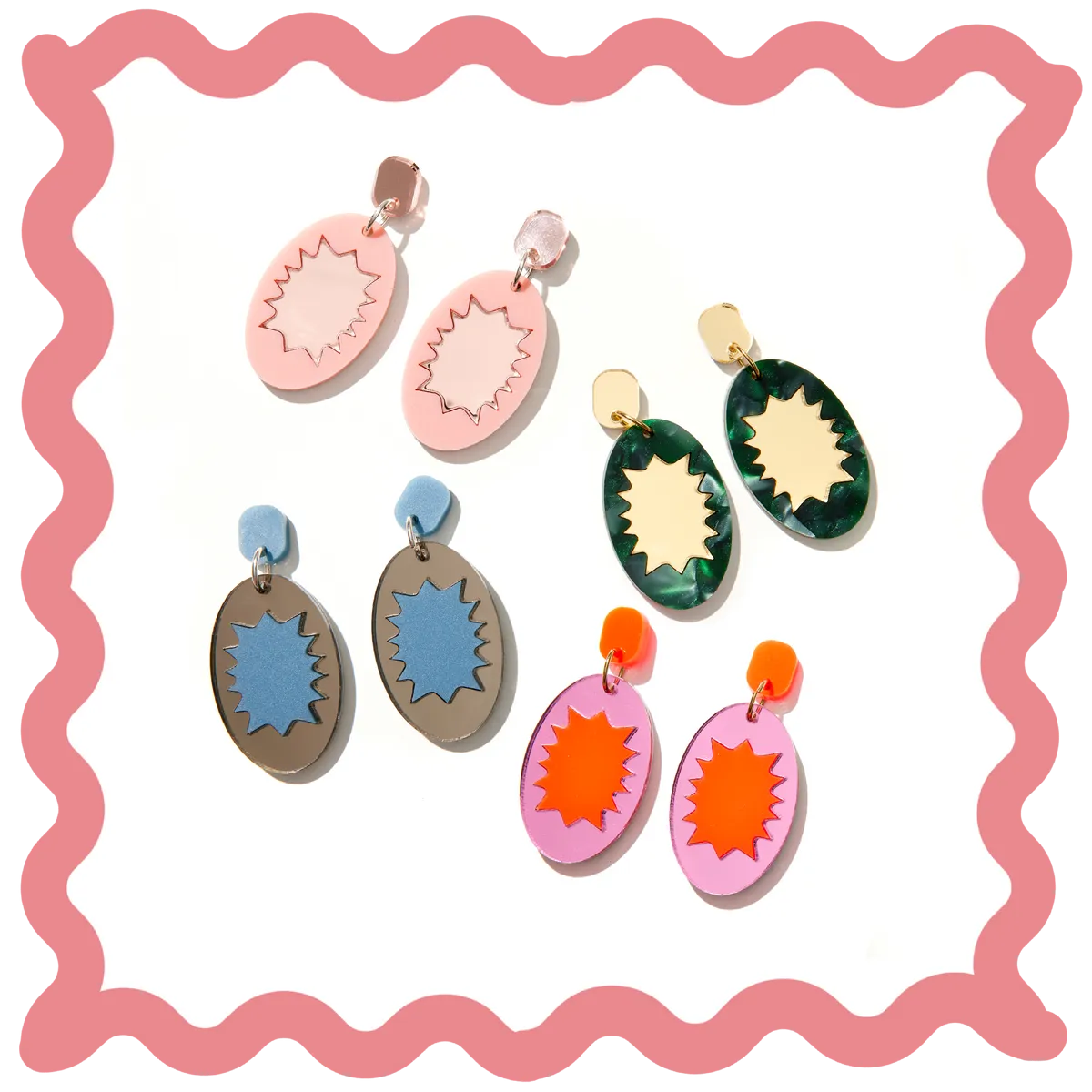 Penny Earrings - Pink   Red