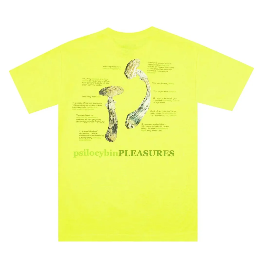 PLEASURES Psilocybin Shortsleeve Tee - Safety Green