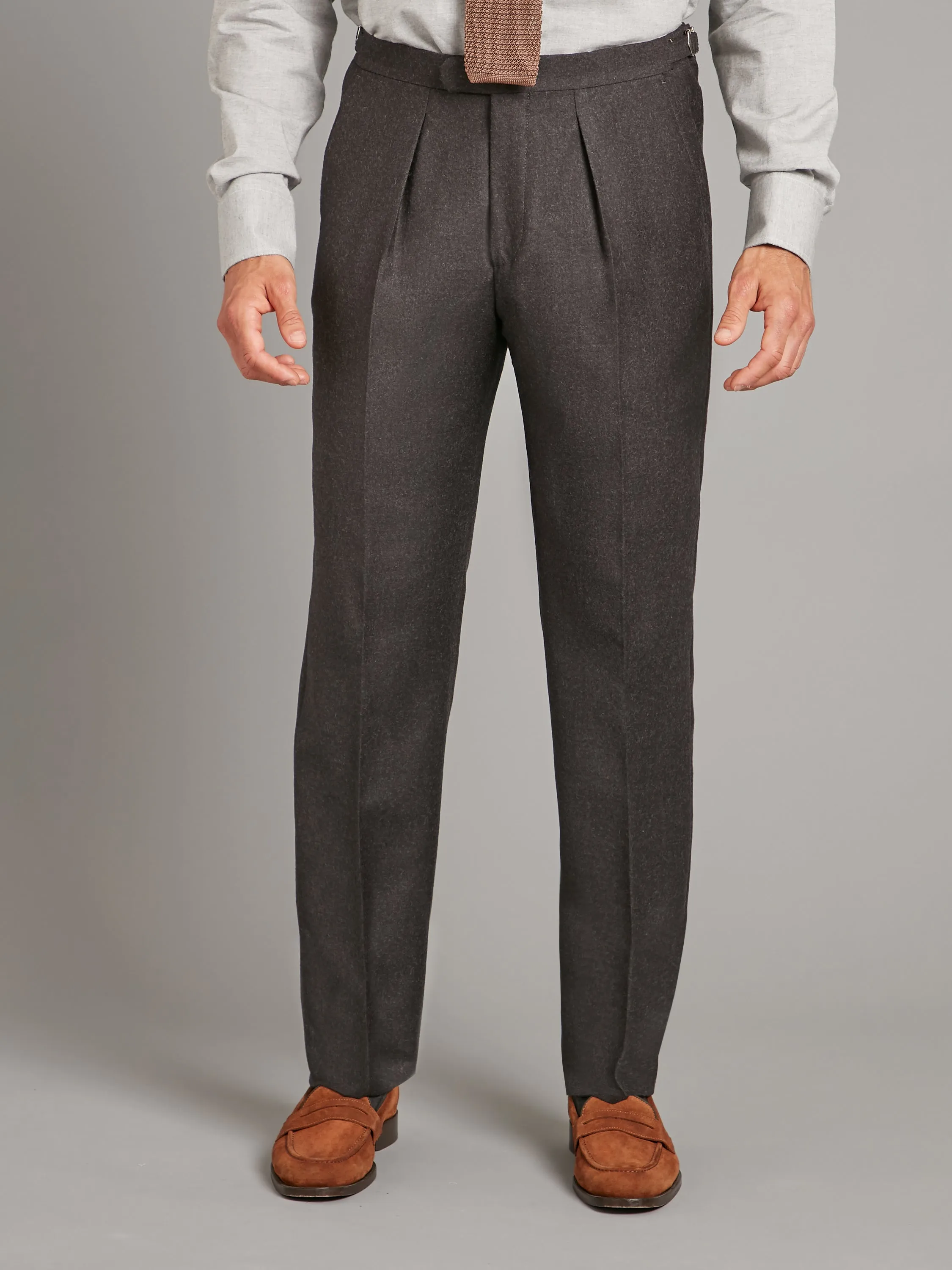 Pleated Trouser - Grey Flannel