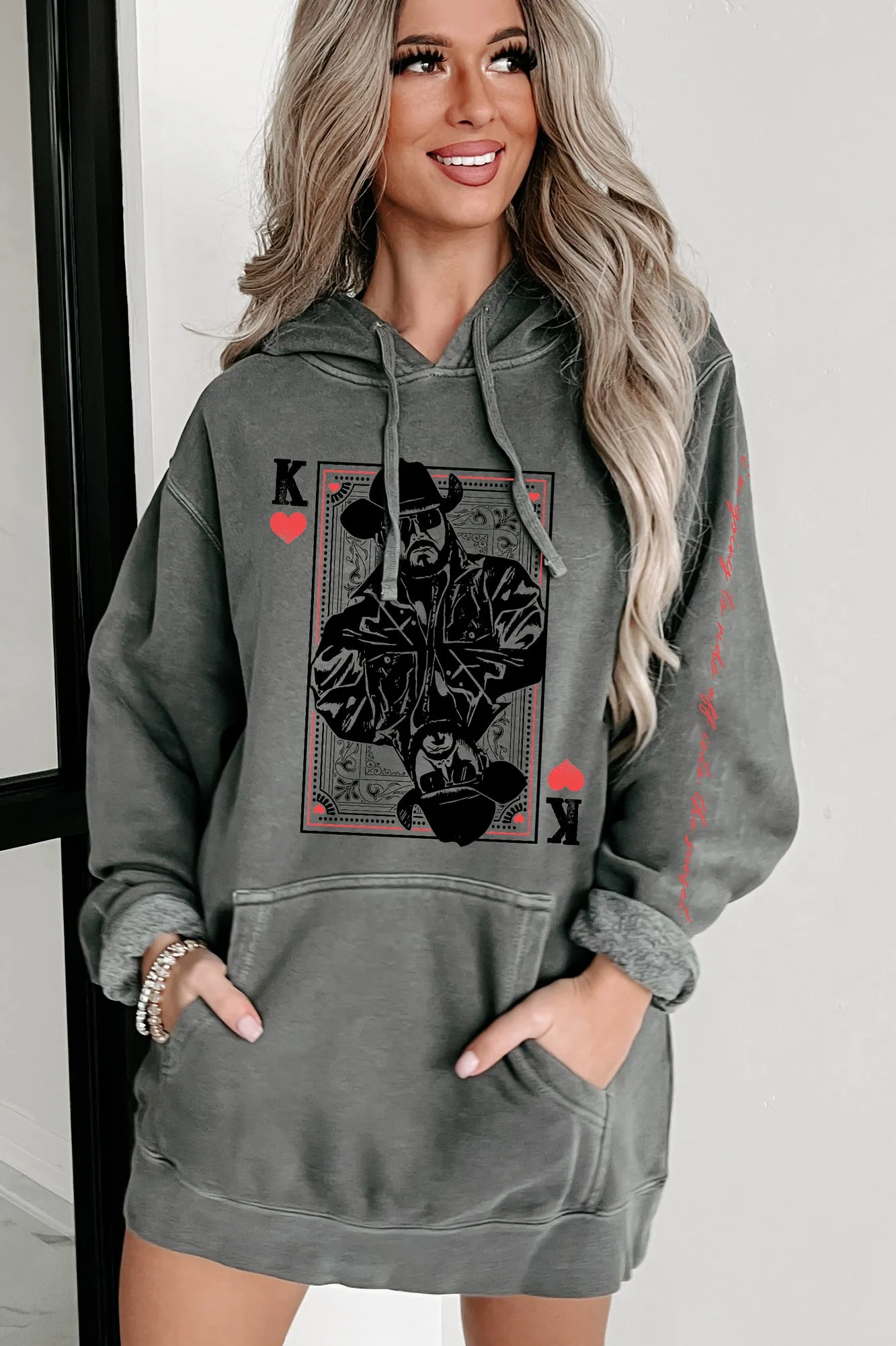 "Ride Off Into The Sunset" Double-Sided Vintage Wash Graphic Hoodie (Black) - Print On Demand