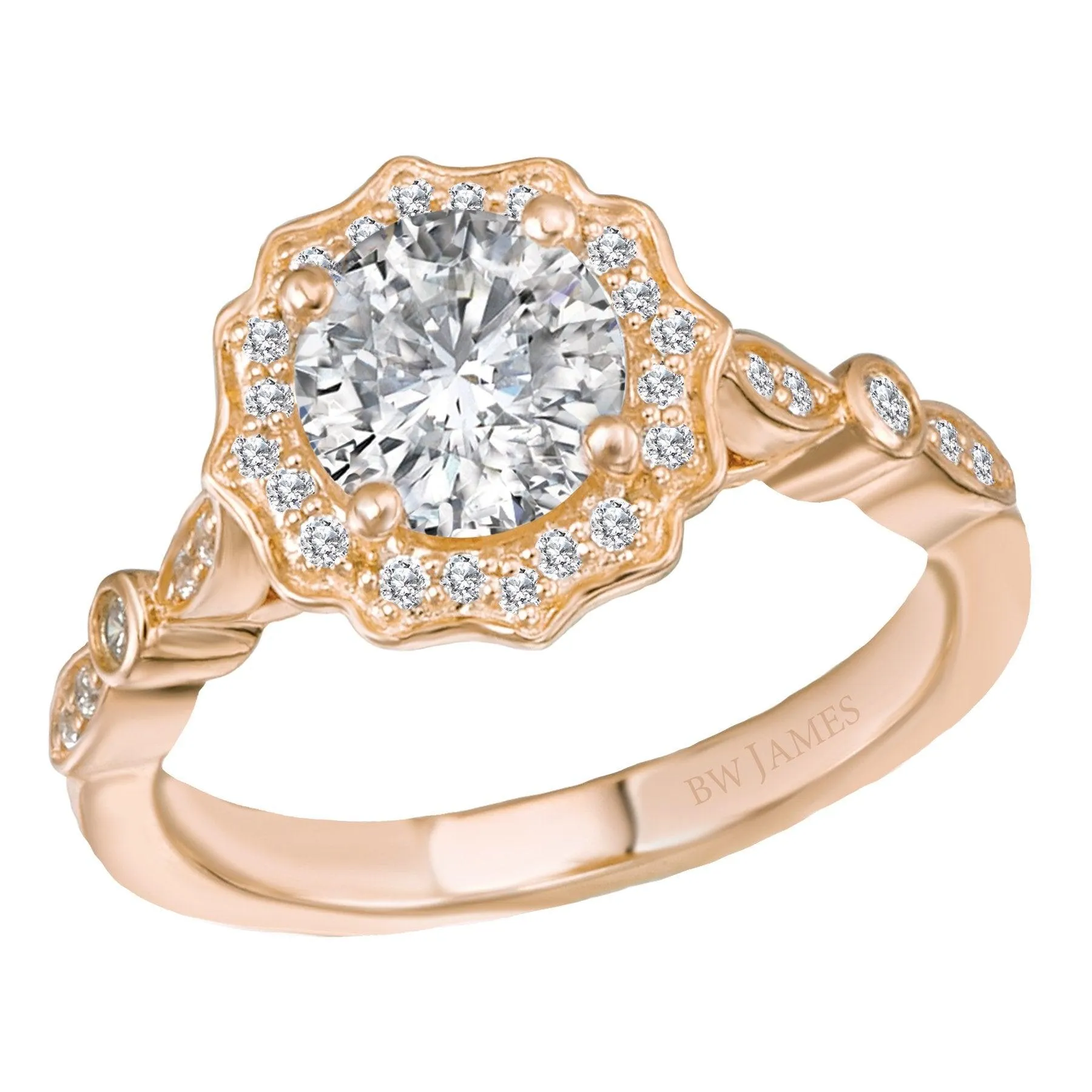 "The Madrid" Halo Semi-Mount Diamond Ring