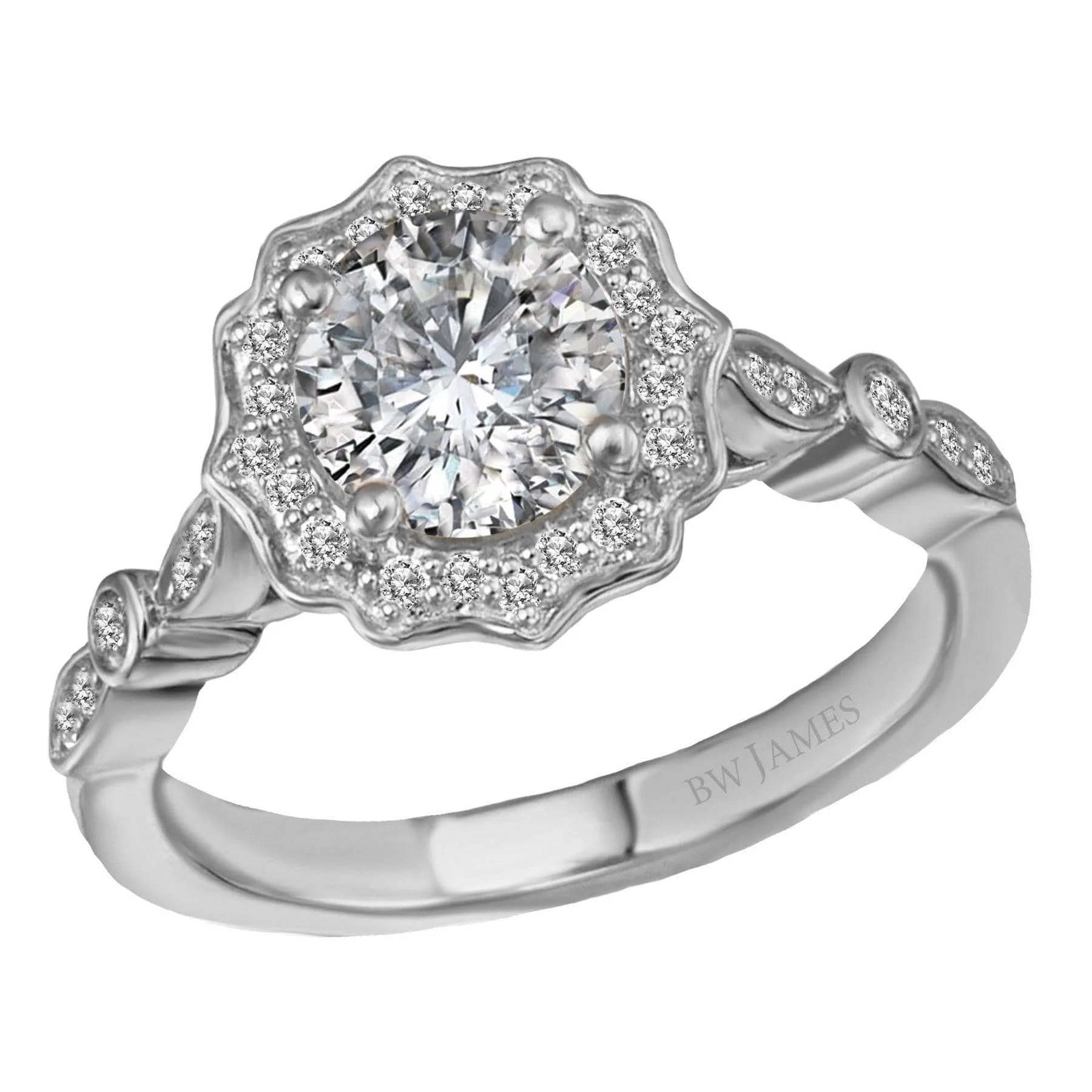 "The Madrid" Halo Semi-Mount Diamond Ring