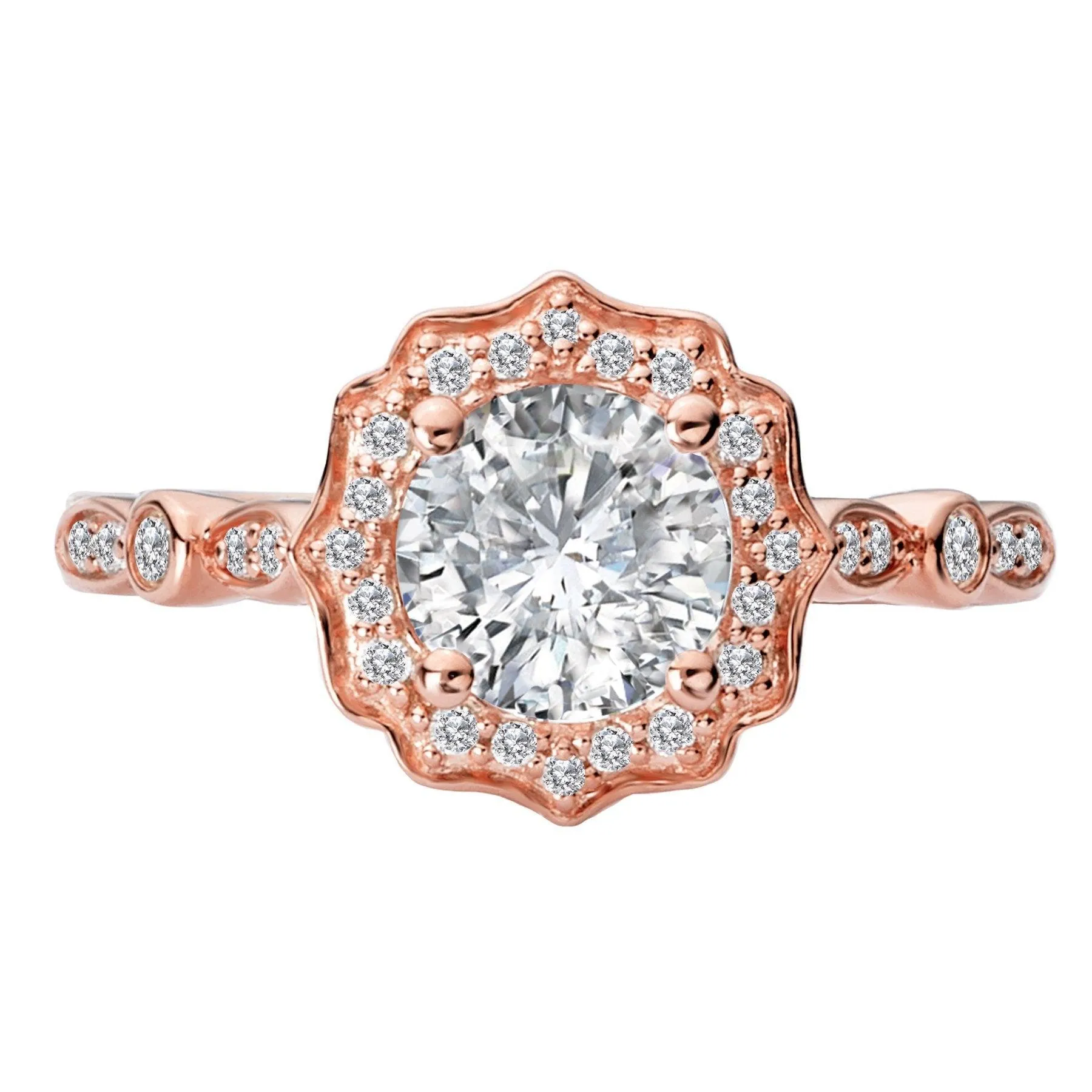 "The Madrid" Halo Semi-Mount Diamond Ring