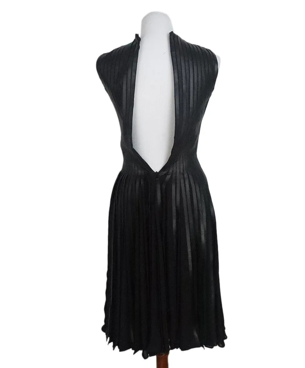 Ralph Lauren Black Leather Pleated Dress sz 4