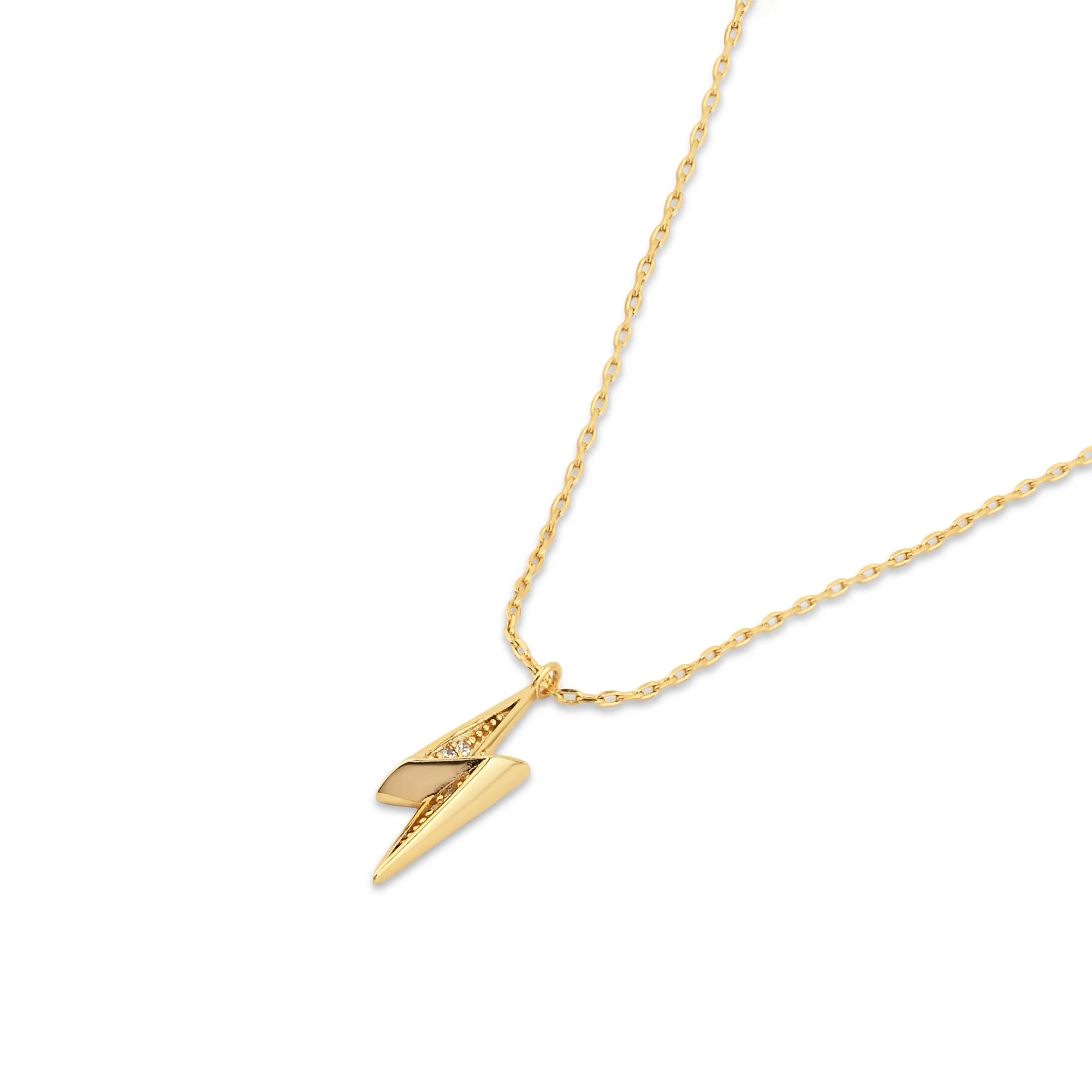 Real Gold-Plated Lightning Pendant Necklace