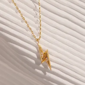 Real Gold-Plated Lightning Pendant Necklace