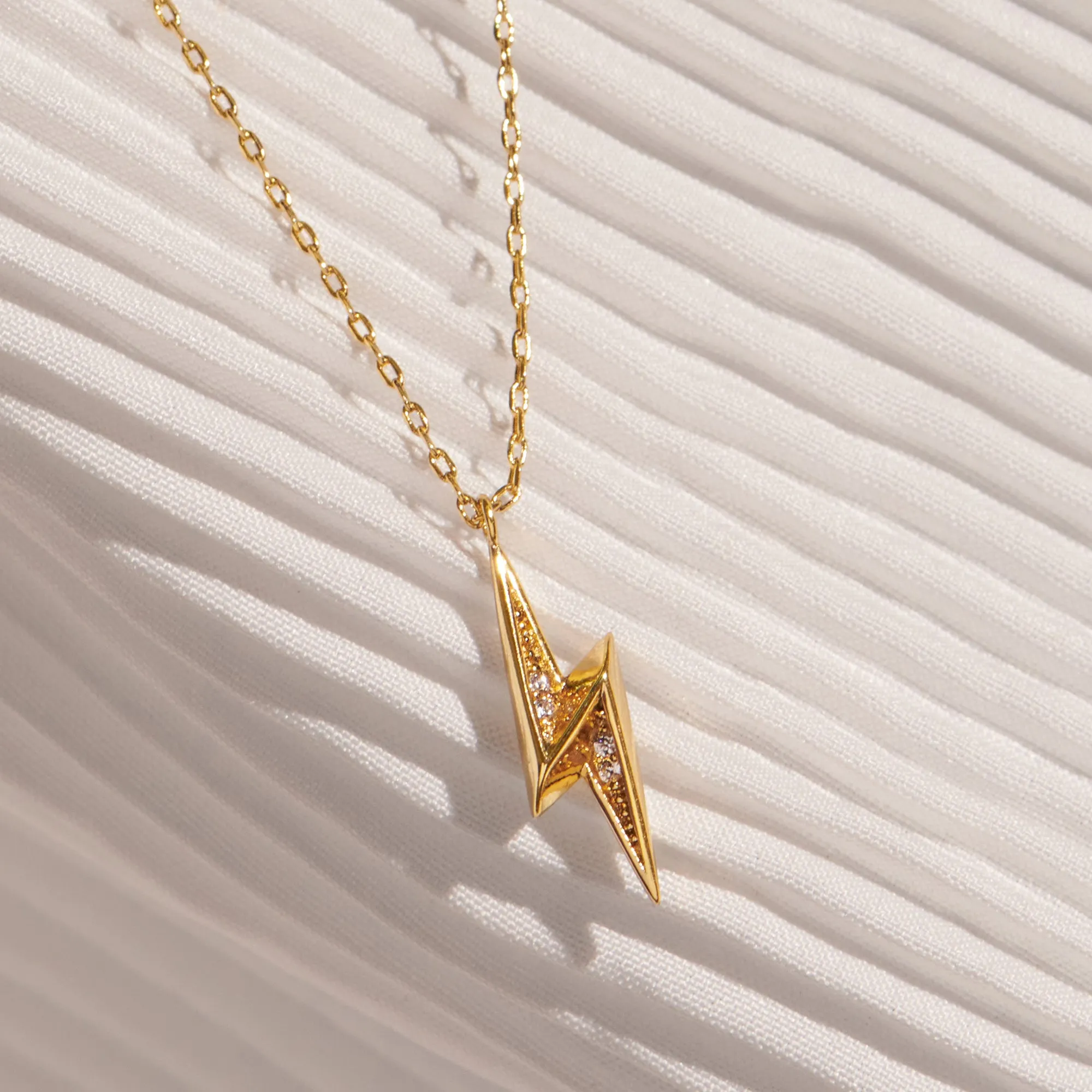 Real Gold-Plated Lightning Pendant Necklace