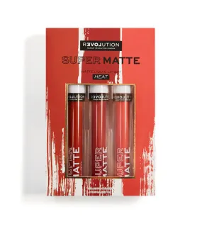 Revolution Relove - Set de 3 labiales líquidos Super Matte - Heat