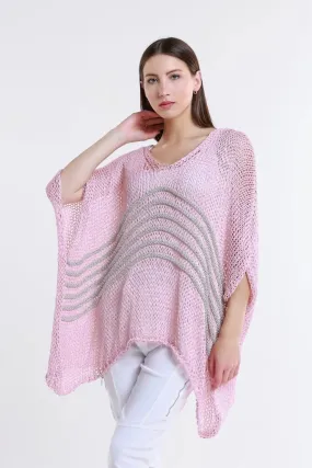 Rose Open Knit Sweater - Blush