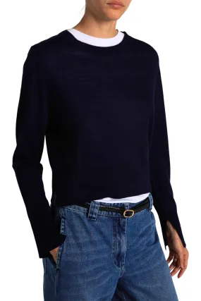 Saint Art Elodie Layered Crewneck Sweater in Navy