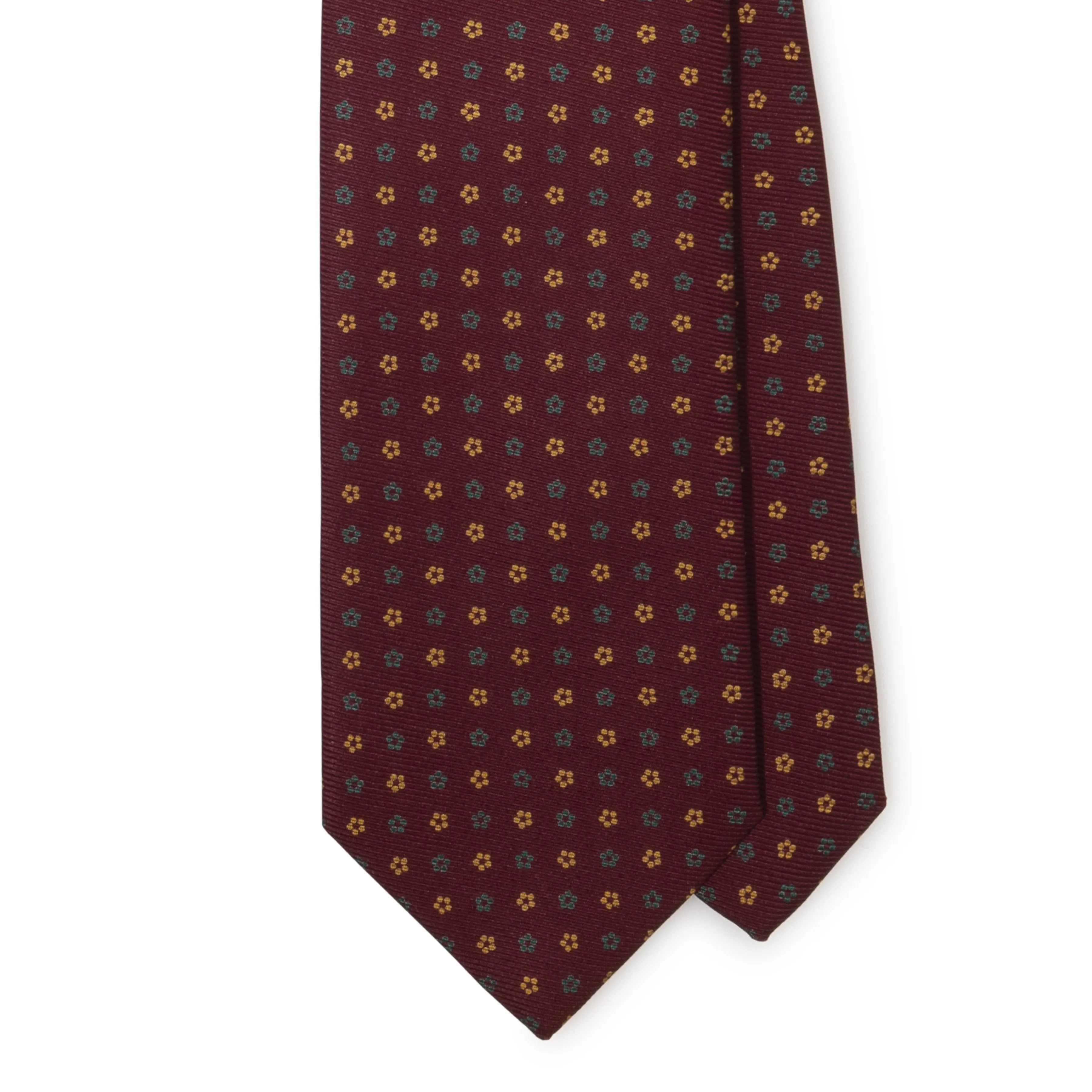 Silk Foulard Mini Flower Print Tipped Tie