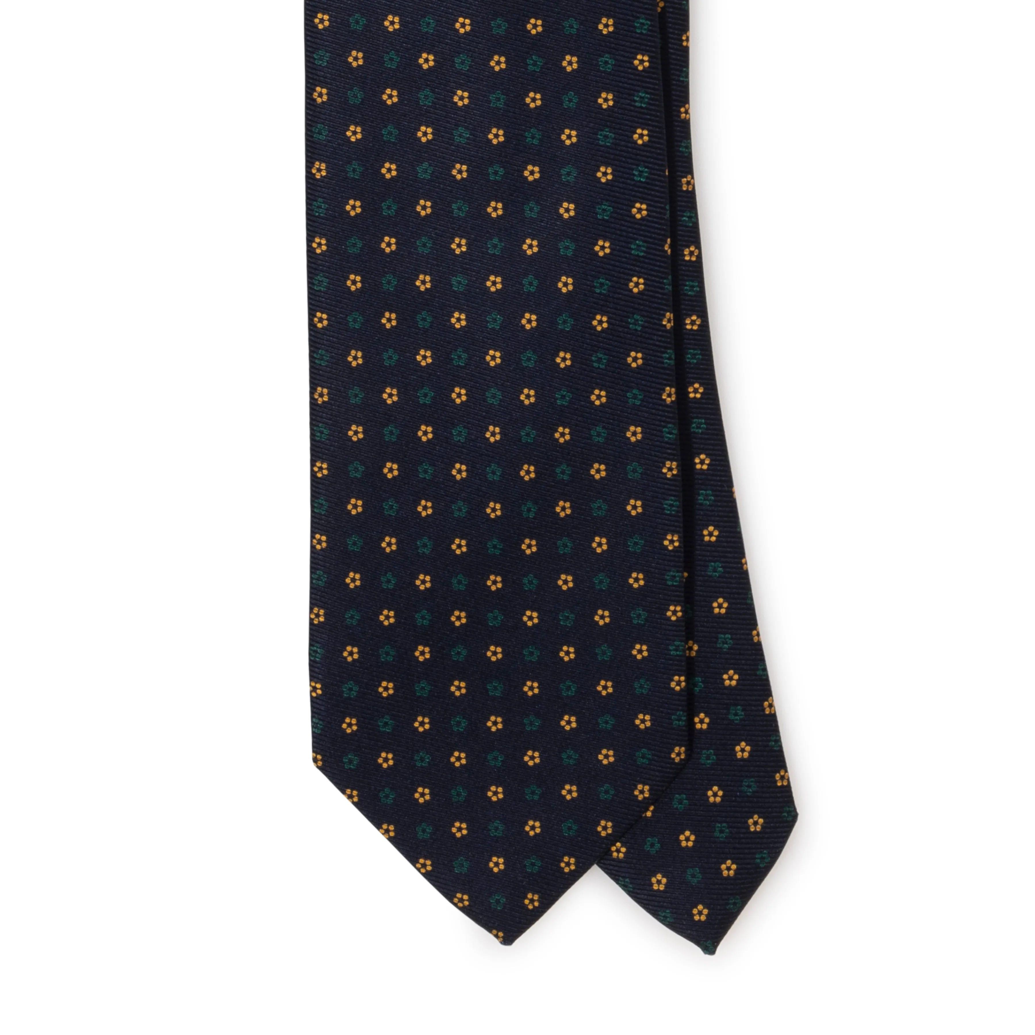 Silk Foulard Mini Flower Print Tipped Tie