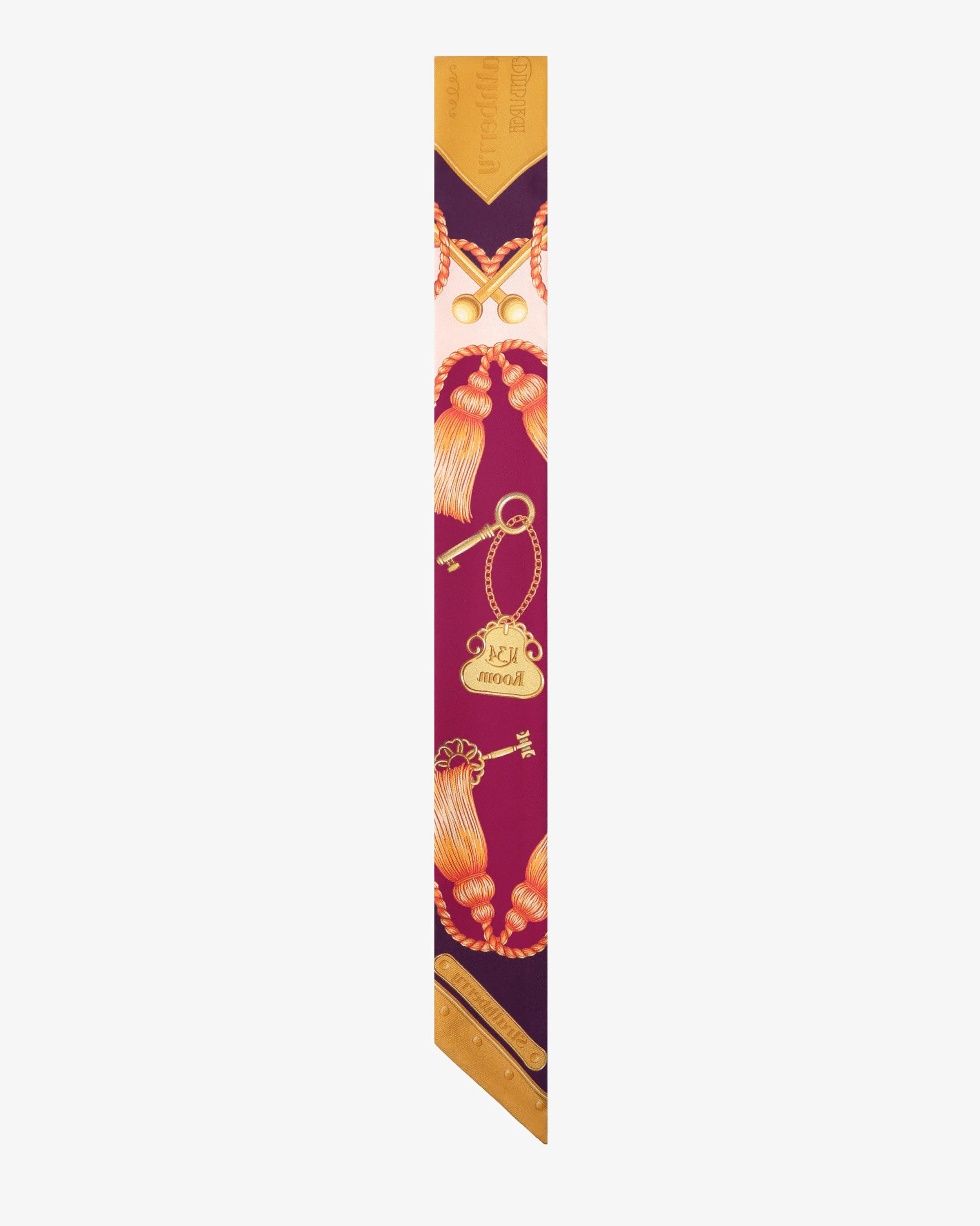 Silk Skinny Scarf - Key Print Wine