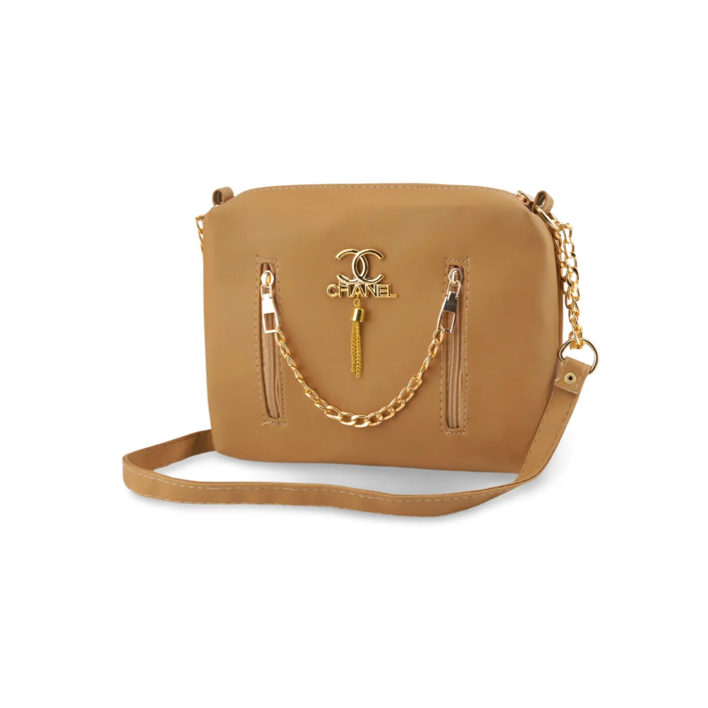 Stylish Crossbody Bag with Luxe Gold Chain and Tassel