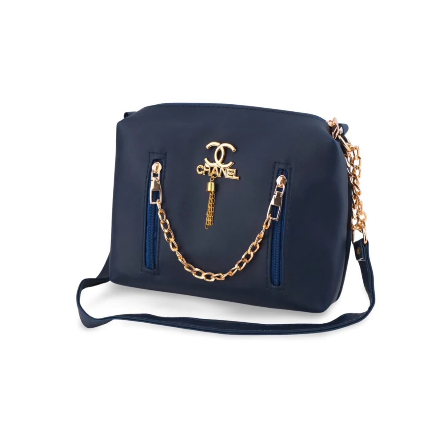 Stylish Crossbody Bag with Luxe Gold Chain and Tassel