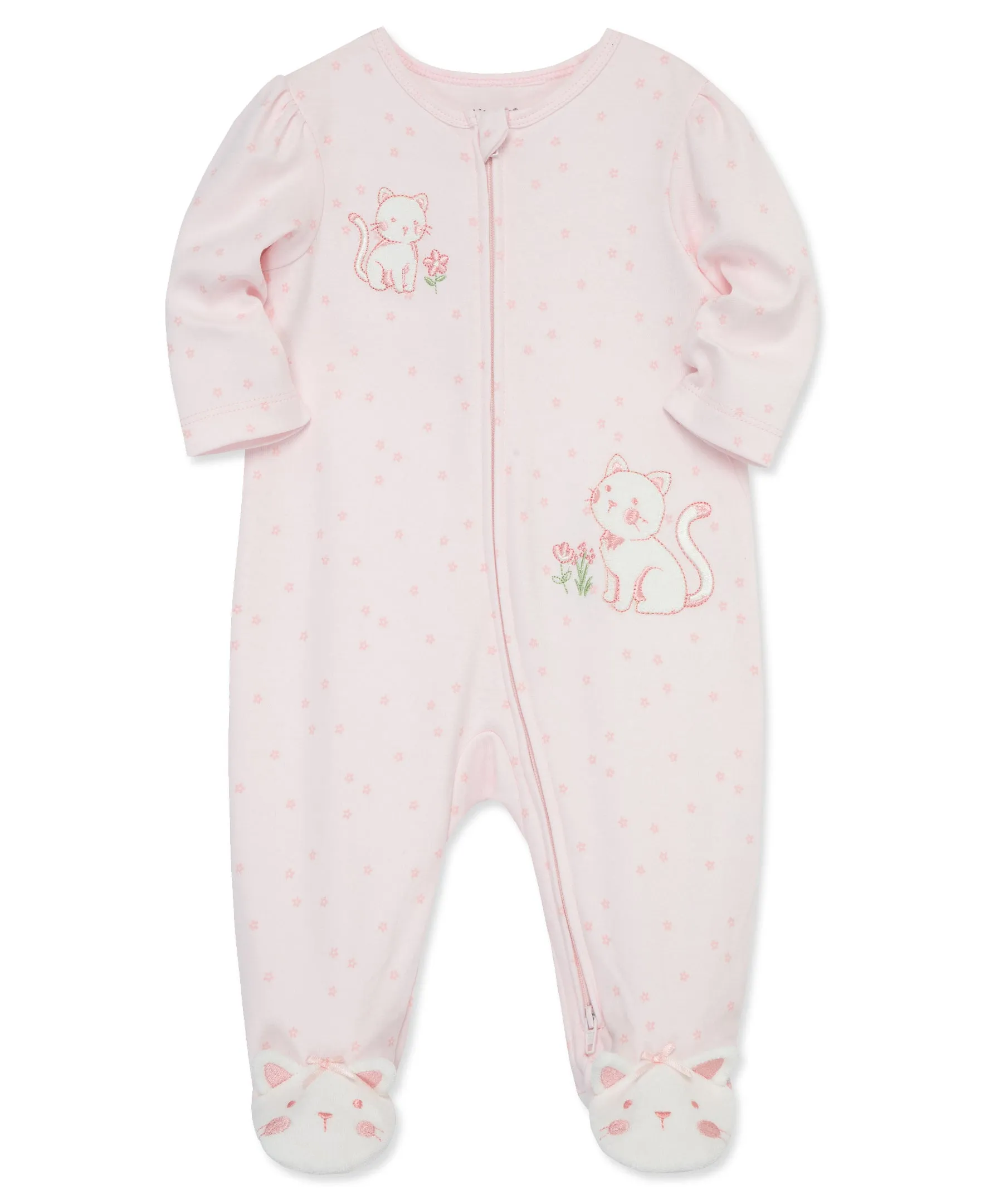 Sweet Kitties 2-Way-Zip Footed One-Piece