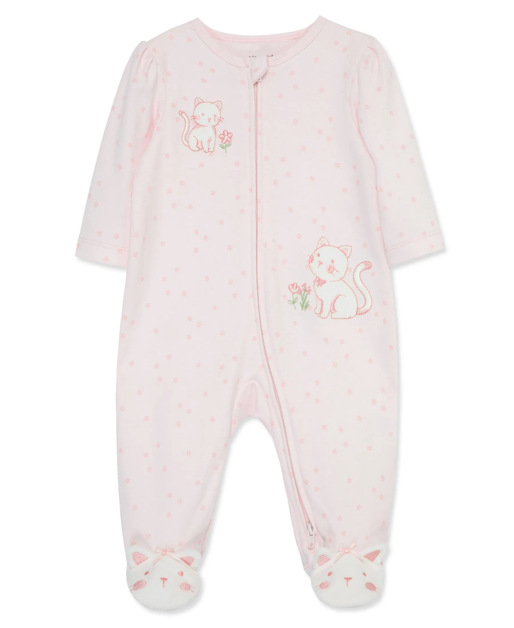 Sweet Kitties 2-Way-Zip Footed One-Piece