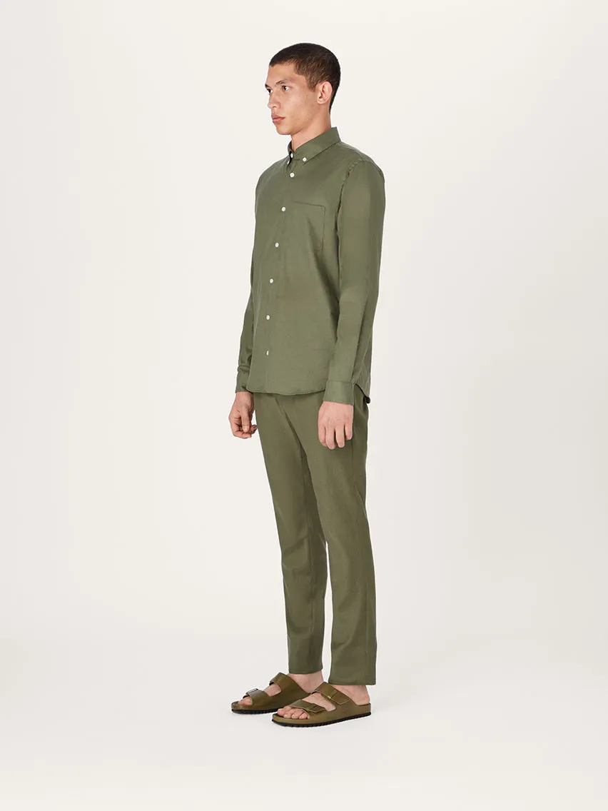 The All Day Shirt Linen Collared || Olive | Linen