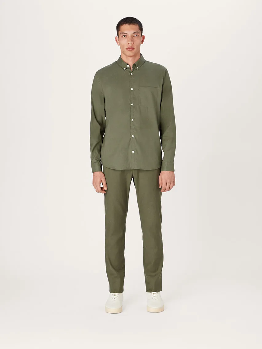 The All Day Shirt Linen Collared || Olive | Linen