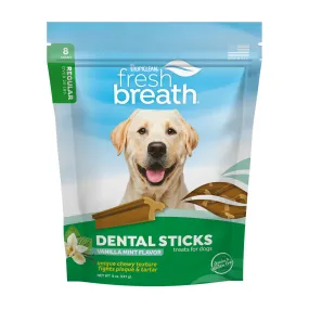 TropiClean Fresh Breath Dental Sticks for Large Dogs (25  Pounds), 8ct, 8oz