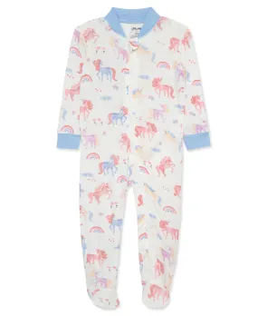 Unicorn Zip Front Bamboo Footie