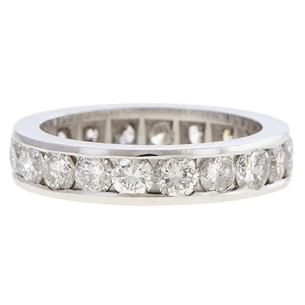 Vintage Channel Set Diamond Eternity Band, Size 5 3/4