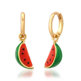 Watermelon Slice Huggie Earrings