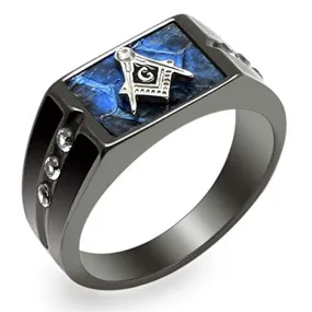 WildKlass Stainless Steel Ring Two-Tone IP Black Men AAA Grade CZ Clear