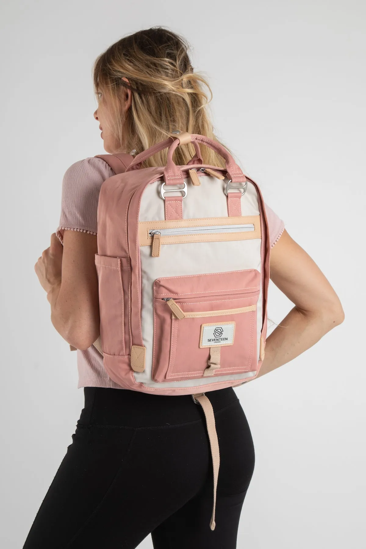 Wimbledon Backpack - Cream with Pink